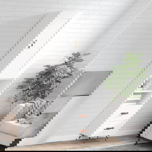 vidaXL Visoka komoda sjajna bijela 34 5x34x180 cm konstruirano drvo Cene