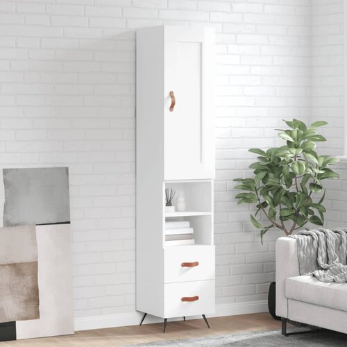 vidaXL Visoka omara visok sijaj bela 34,5x34x180 cm inženirski les Cene