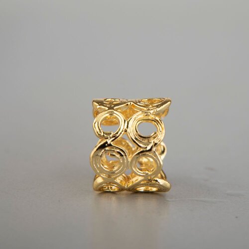  &amp;Scaron;iroki prsten s ažuriranim ornamentom, pozlata 14 k Slike