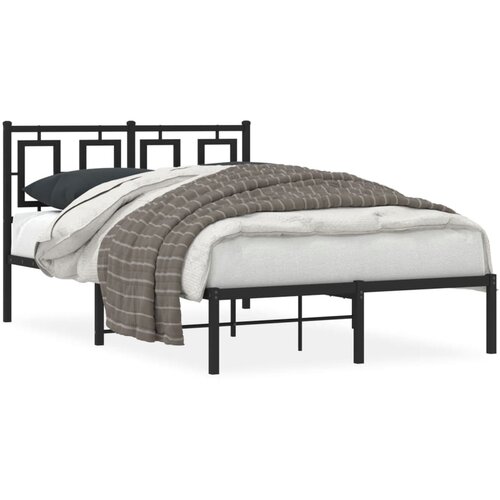 Maison Chic Kovinski Posteljni okvir - Dvoposteljna postelja - Zakonska postelja z vzglavjem črn 120x190 cm, (21692336) Slike