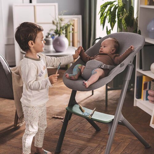 Kinderkraft hranilica LIVY maslinasto zelena + njihaljka CALMEE, siva Slike