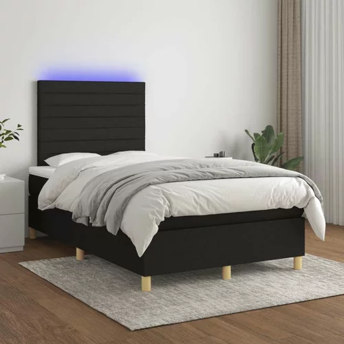  Box spring postelja z vzmetnico LED črna 120x200 cm blago, (20899645)
