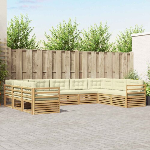  Set vanjskih sofa 9 pcs Bijela i krem 404 x 245,5 x 73 cm Cene