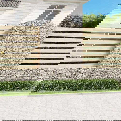 VidaXL Gabionska ko&amp;scaron;ara s lukom 150x30x220/240 cm pocinčano željezo Slike