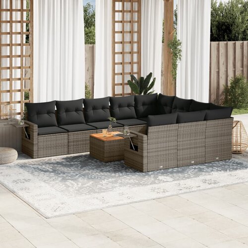 VidaXL 11-dijelni set vrtnih sofa od poliratana s jastucima crni Slike