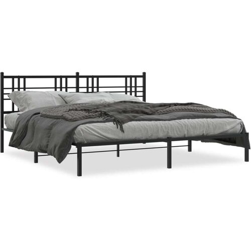 Metalni okvir za krevet s uzglavljem crni 193x203 cm Slike