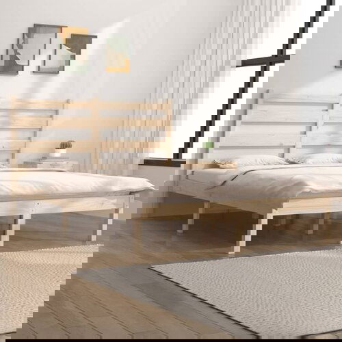 The Living Store Posteljni okvir iz trdne borovine 200x200 cm - Posteljni Okvir, (21523665) Slike