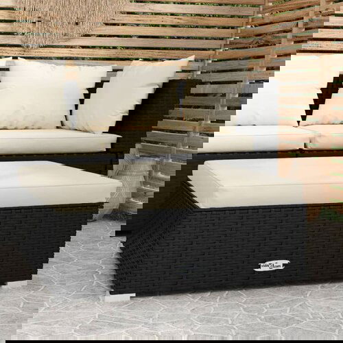 vidaXL Vrtni tabure s jastukom crni 70 x 70 x 30 cm od poliratana Cijene
