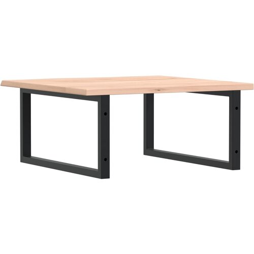  Zidna polica za umivaonik od čelika i masivne hrastovine Smeđa 60 x 60 x 2 cm Slike