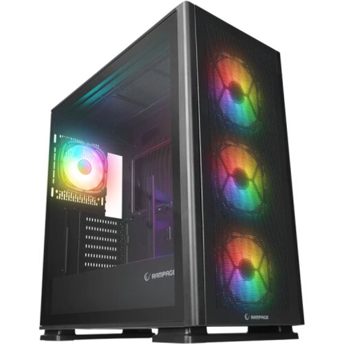 Rampage Kući&scaron;te gaming VANGUARD V2 Black Mesh Easy Tempered Glass Vertical VGA Holder 4*RGB Fan Hub E-ATX Big-T, 39846 Cijene