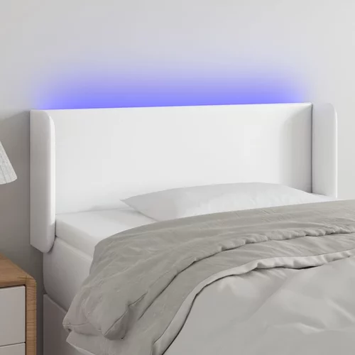 vidaXL LED posteljno vzglavje belo 83x16x78/88 cm umetno usnje