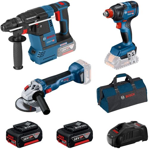 Bosch Set aku. alata GBH 18V-26 + GDX 18V-200 + GWS 18V-10, 2 x 5,0 Ah u torbi, 0615990N21 Cene