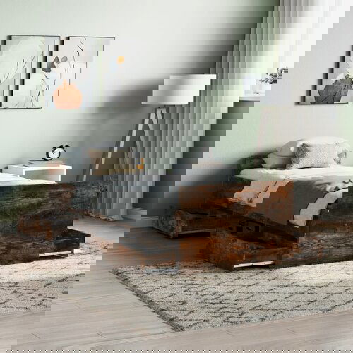  The Living Store Posteljni okvir z vzglavjem in vznožjem dim. hrast 75x190 cm - Posteljni Okvir, (21502835) Cene