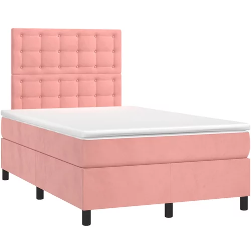 vidaXL Box spring postelja z vzmetnico roza 120x190 cm žamet, (21111728)