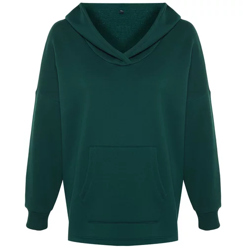 Trendyol Curve Emerald Green Thick Fleece Oversize Knitted Sweatshirt