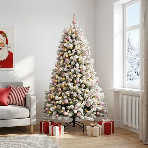  Umjetno božićno drvce s kuglicama 180 cm 300 LED lampica Slike