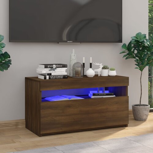 VidaXL TV omarica z LED lučkami rjavi hrast 75x35x40 cm Slike