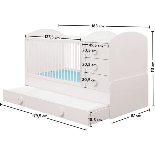 Baby cotton PRODUŽENI KREVETAC SA FIOKOM (80x180 cm) Slike