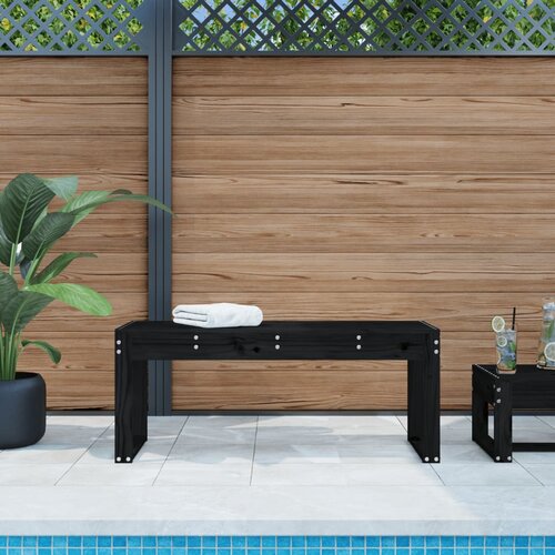  The Living Store Vrtna klop črna 110x38x45 cm trdna borovina - Vrtna Klop, (21440718) Slike