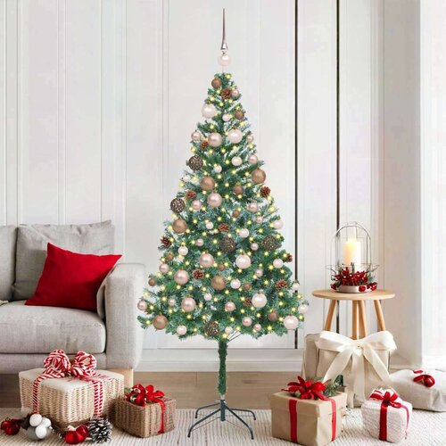 vidaXL Umestno božično drevo med 300 LED Zelena 180 cm PVC in Jeklo Cene