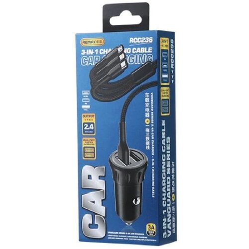 Remax Vanguard Series 2,4A Car Charger + 3U1 Cabel RCC236 Cijene