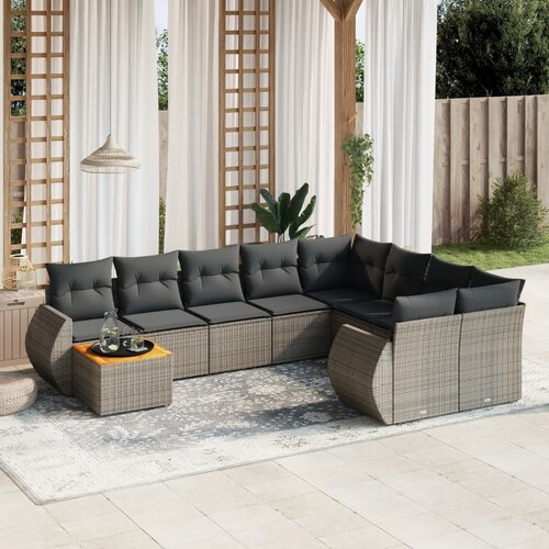 vidaXL 10-dijelni set vrtnih sofa od poliratana s jastucima sivi Cijene