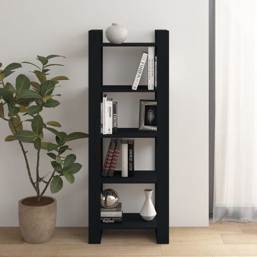  The Living Store Knjižna omara/pregrada črna 60x35x160 cm trden les - Knjižna Omara, (21431308) Slike
