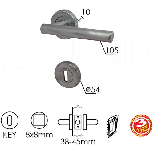 Dabel kvaka roz za vrata steva mat-hr fi54/10/105/8/9 mm Slike