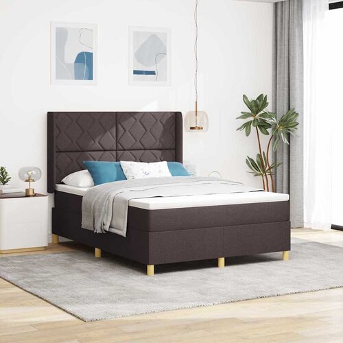  Krevet s opruga kutije s LED trakama Smeđa 140 x 190 cm tkanina Cijene