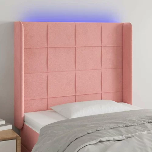  posteljno vzglavje roza 93x16x118/128 cm žamet, (20951910)