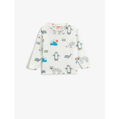 Koton Animal Graphic Print T-Shirt Long Sleeve