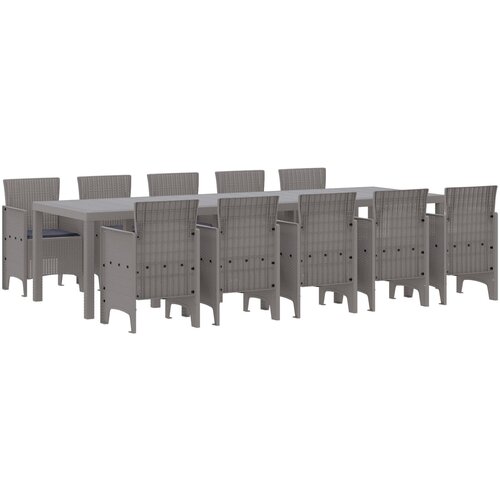 VidaXL 11-delni vrtni jedilni set z blazinami svetlo sivi poli ratan, vrtna miza svetlo siva 150x100x73 cm poli ratan, vrtni stoli z blazinami 2 kosa svetlo sivi poli ratan, vrtni stoli z blazinami 4 kosa svetlo sivi poli ratan Slike