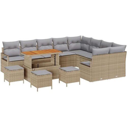  13-dijelni vrtni kauč set s jastucima bež poli ratan akacija  4-dijelni vrtni set za večeru s jastucima bež poli ratan akacija Cijene