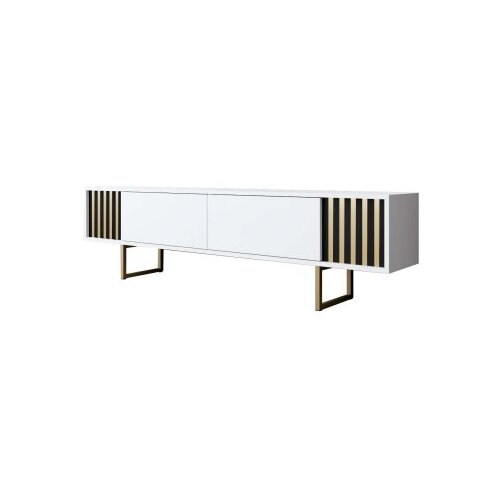 Hanah home TV komoda Gold Line, 180x48x30 cm, Bijelo-Zlatne boje Slike