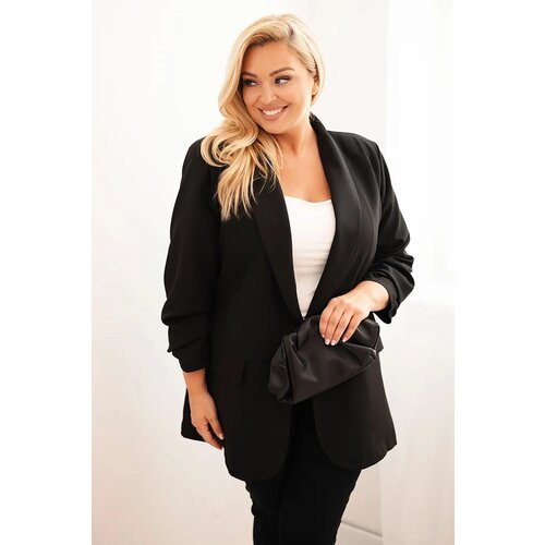 Kesi Włoski Elegant Plus Size women&amp;#039;s blazer black Slike