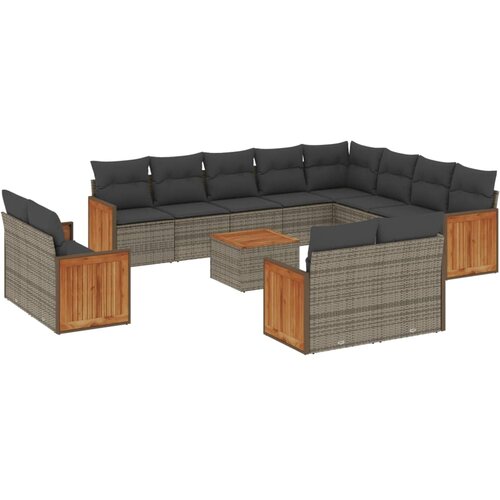  13-dijelni set vrtnih sofa od poliratana s jastucima sivi Slike