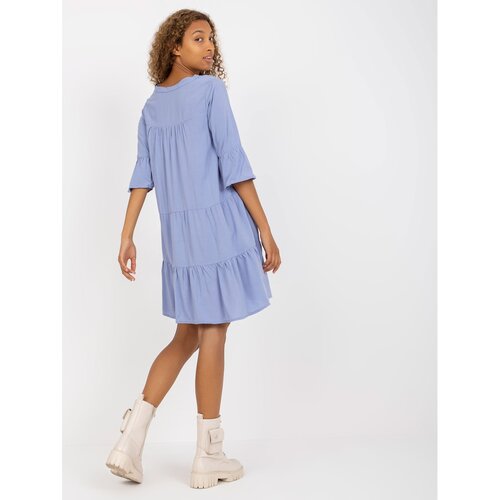 Fashion Hunters Light blue dress with a frill and 3/4 SUBLEVEL sleeves Slike