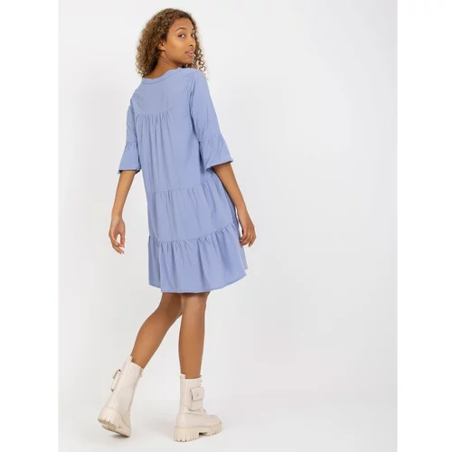 Fashion Hunters Light blue dress with a frill and 3/4 SUBLEVEL sleeves
