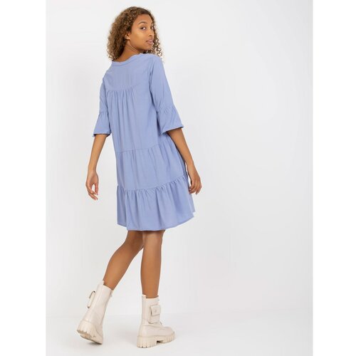 Fashion Hunters Light blue dress with a frill and 3/4 SUBLEVEL sleeves Slike