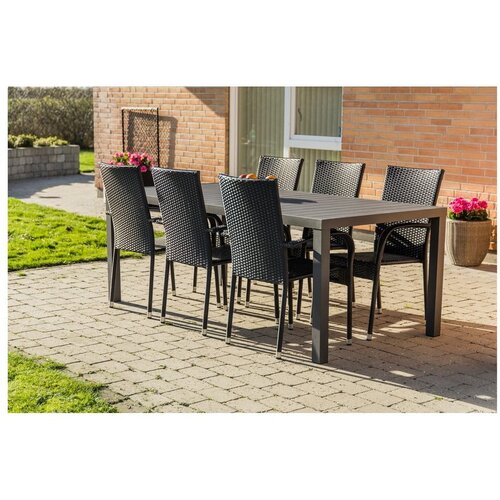 Bonami Selection Vrtni blagovaonski set za 6 osoba s crnim stolicama Paris i stolom Viking, 90 x 205 cm Cijene