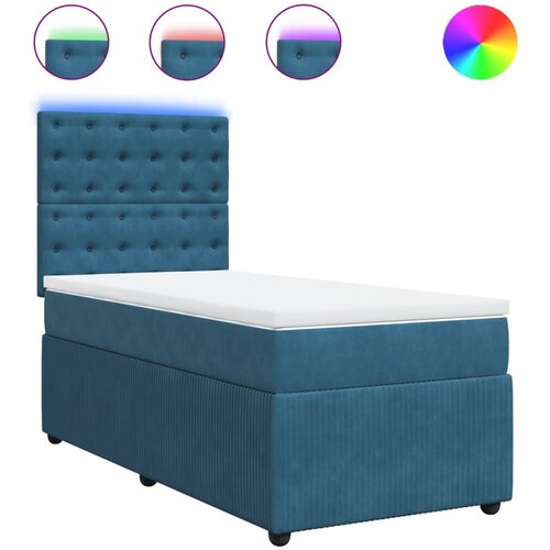 vidaXL Box spring postelja z vzmetnico modra 90x200 cm žamet, (21307629) Cene