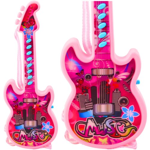  Električna gitara za djecu sa melodijama i solmizacijskim rasponom - roza Slike