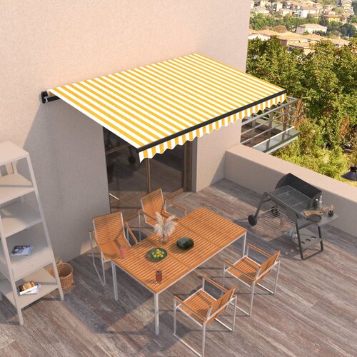 vidaXL Ročno zložljiva tenda 400x350 cm rumena in bela Cene