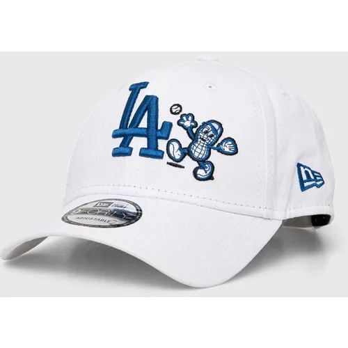 New Era Bombažna bejzbolska kapa bela barva, LOS ANGELES DODGERS