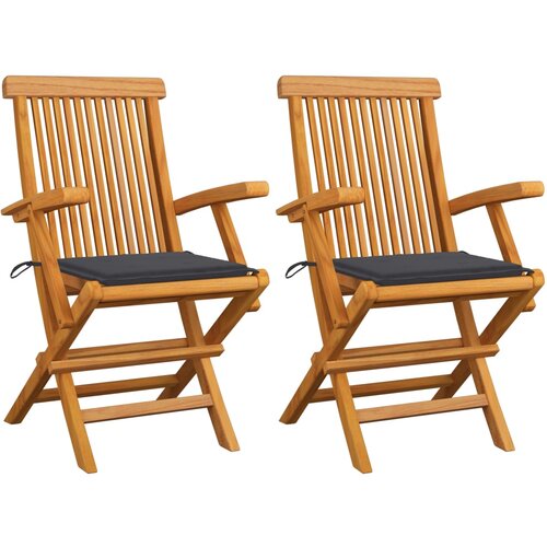 The Living Store Vrtni stoli z antracitnimi blazinami 2 kosa trdna tikovina - Vrtni Stol, (21480579) Cene