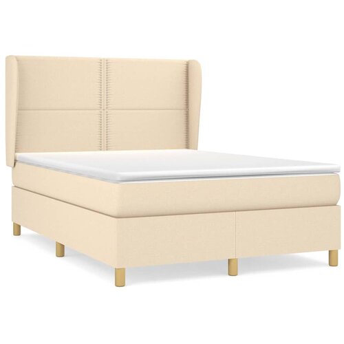  Krevet s oprugama i madracem krem 140 x 190 cm od tkanine Slike