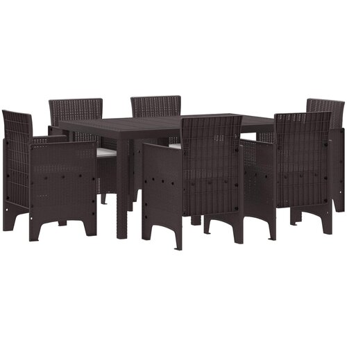  Vrtni set za objed 7 pcs Smeđa Polt ratan Slike