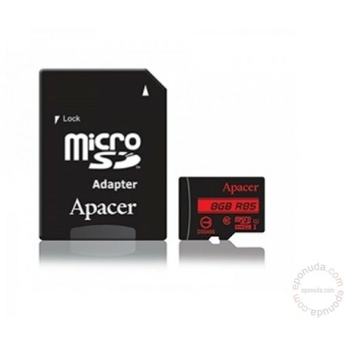 Apacer UHS-I U1 MicroSDHC 8GB class 10 + Adapter AP8GMCSH10U5-R memorijska kartica Slike