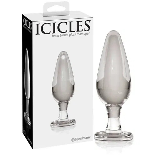 Icicles br. 26 - stožasti stakleni analni dildo (proziran)