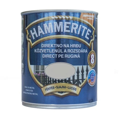 HAMMERITE LAK ZA KOVINO SIJAJNI LAK SREBRNA (2,5 l, aktivna zaščita pred rjo, hitro sušeč, enostaven nanos, ni potreben temeljni premaz, visoko odpore